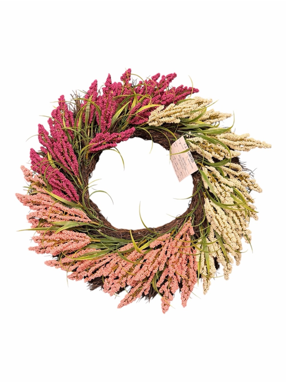 Home Holiday Pink & Cream Heather Berry Wreath NWT